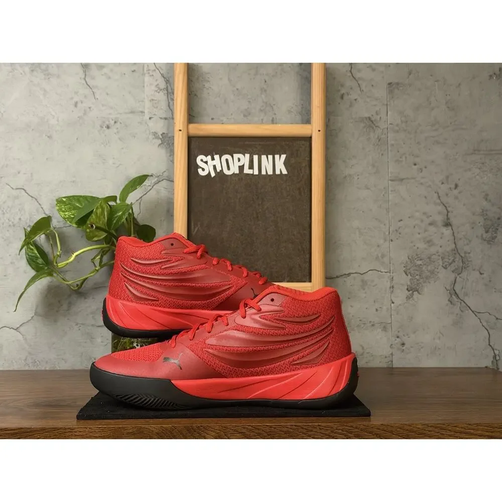 Puma Court Pro Basketball Sneakers Mens 8 Red Black Trim Shoes 310829-02
